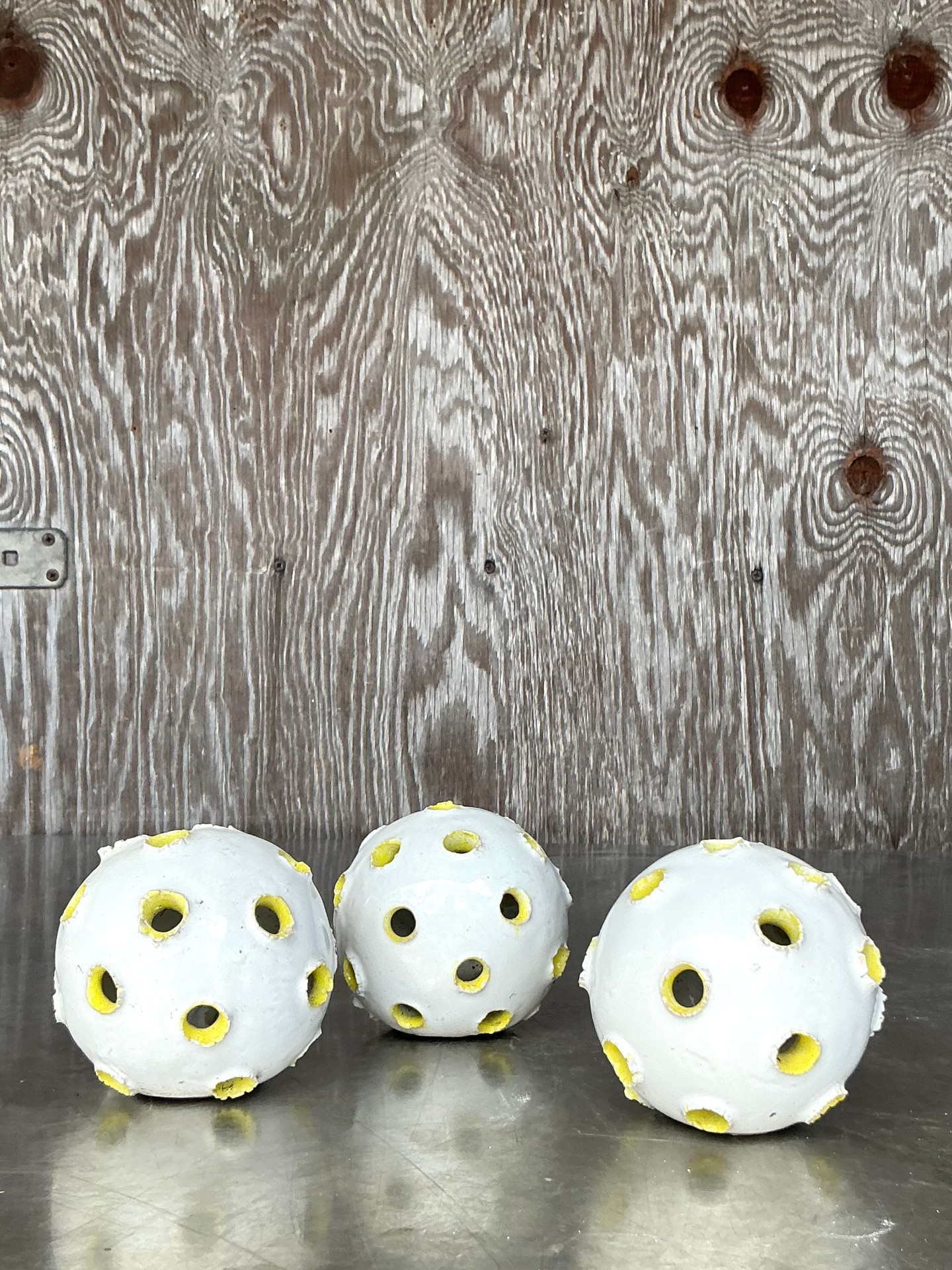 Vintage Boho Original Studio Pottery Orbs - Set Of 3 - Detail view