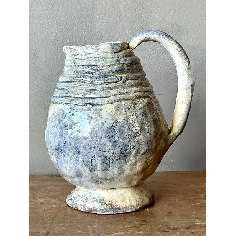 Vintage Boho Original Studio Pottery Pitcher - Detail view