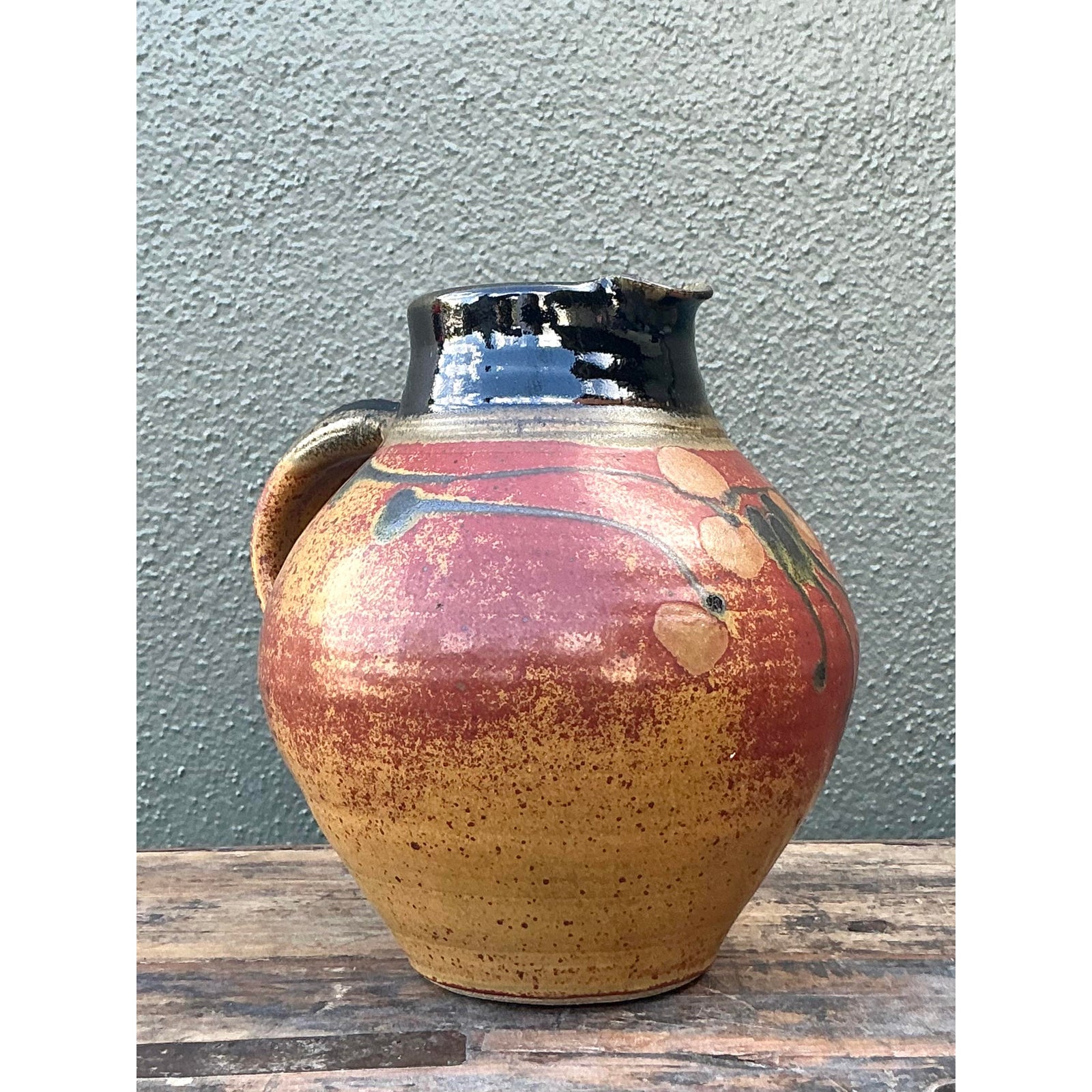 Vintage Boho Original Studio Pottery Pitcher - Detail view