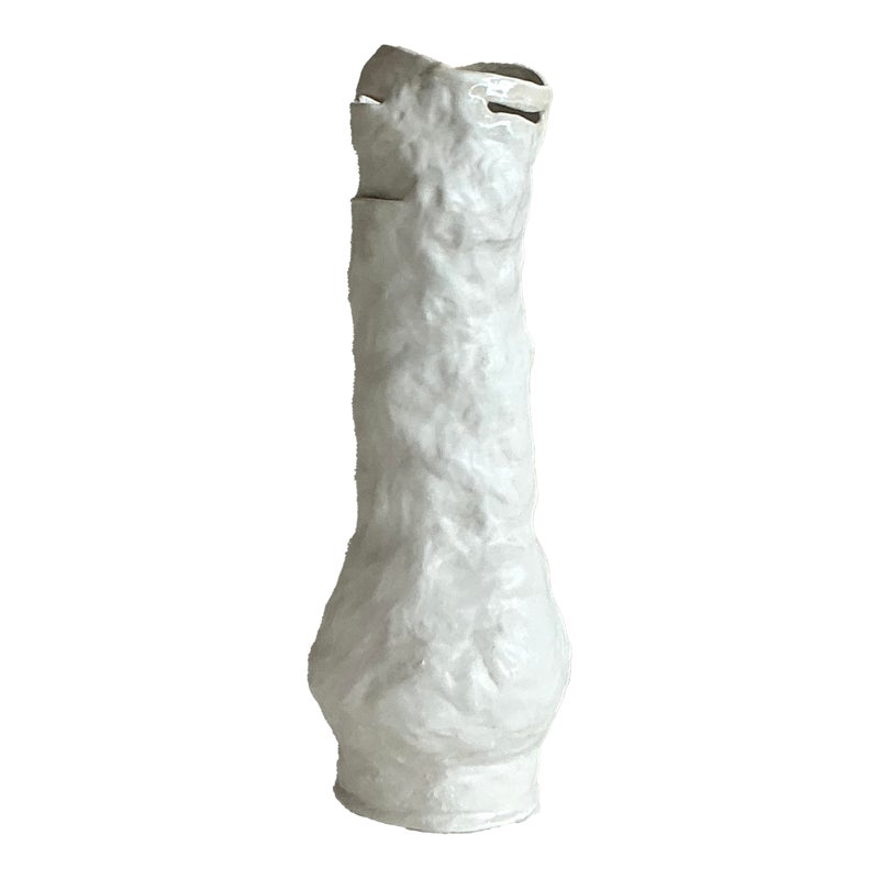 Vintage Boho Original Studio Pottery Slit Vase - Detail view