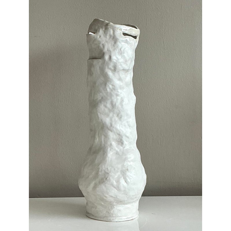Vintage Boho Original Studio Pottery Slit Vase - Side view