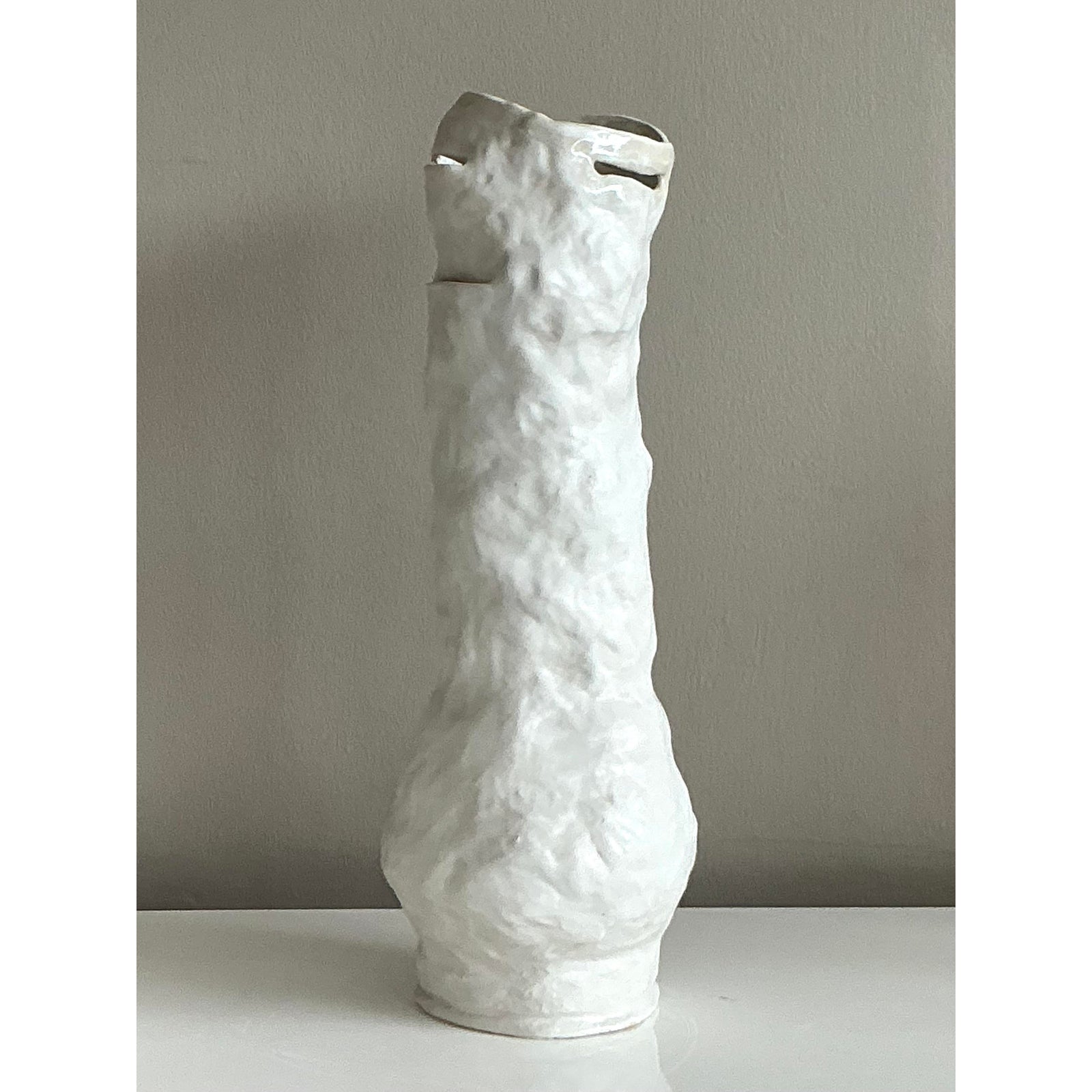 Vintage Boho Original Studio Pottery Slit Vase - Top view