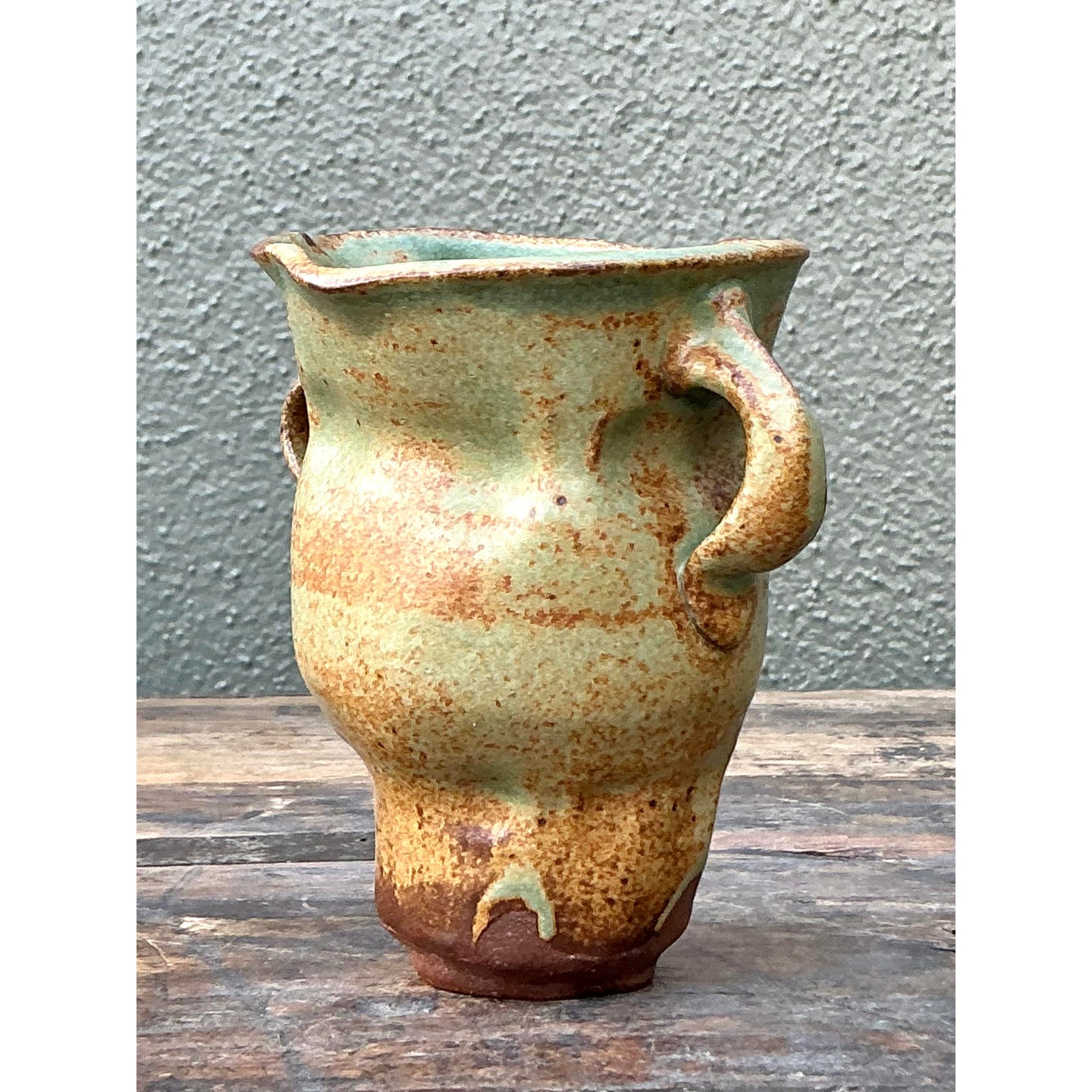 Vintage Boho Original Studio Pottery Small Vase - Top view