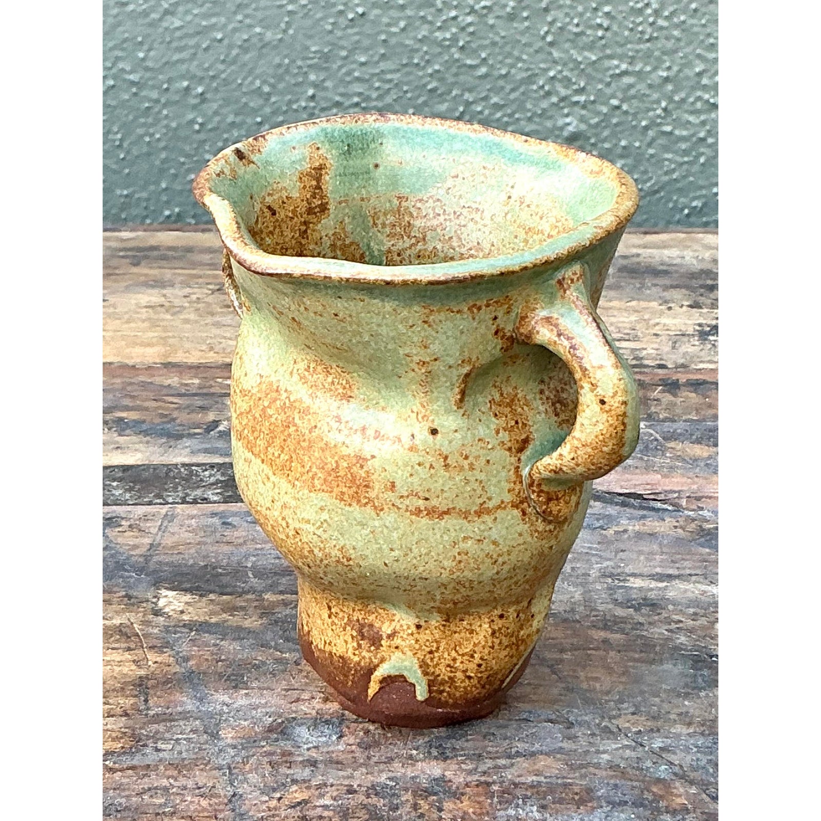 Vintage Boho Original Studio Pottery Small Vase - Back view