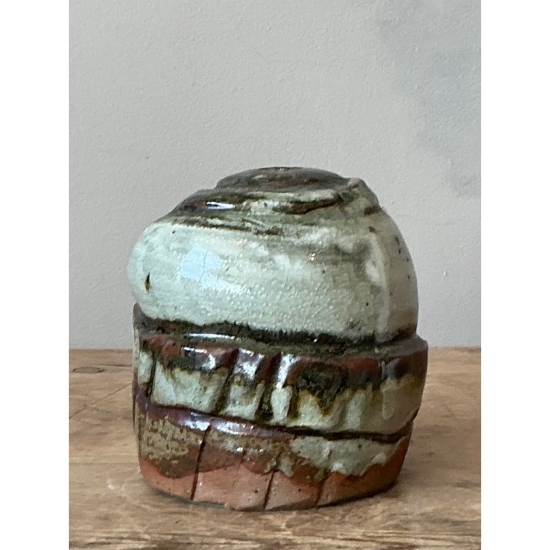 Vintage Boho Original Studio Pottery Stem Vase - Top view