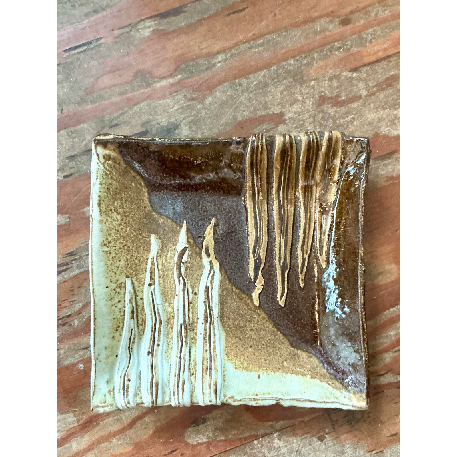 Vintage Boho Original Studio Pottery Tray - Back view