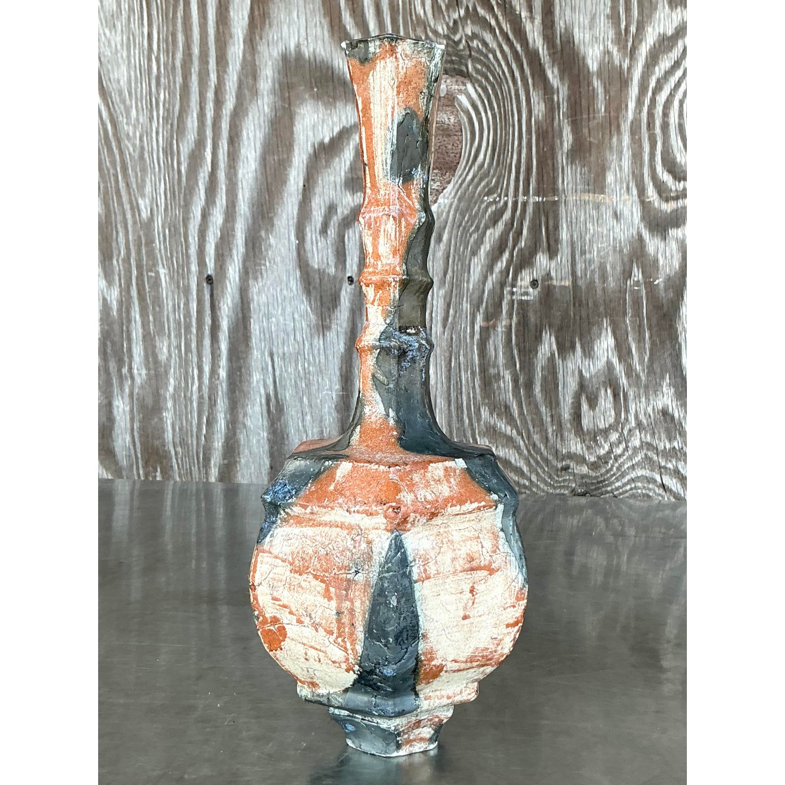 Vintage Boho Original Studio Pottery Vase - Top view
