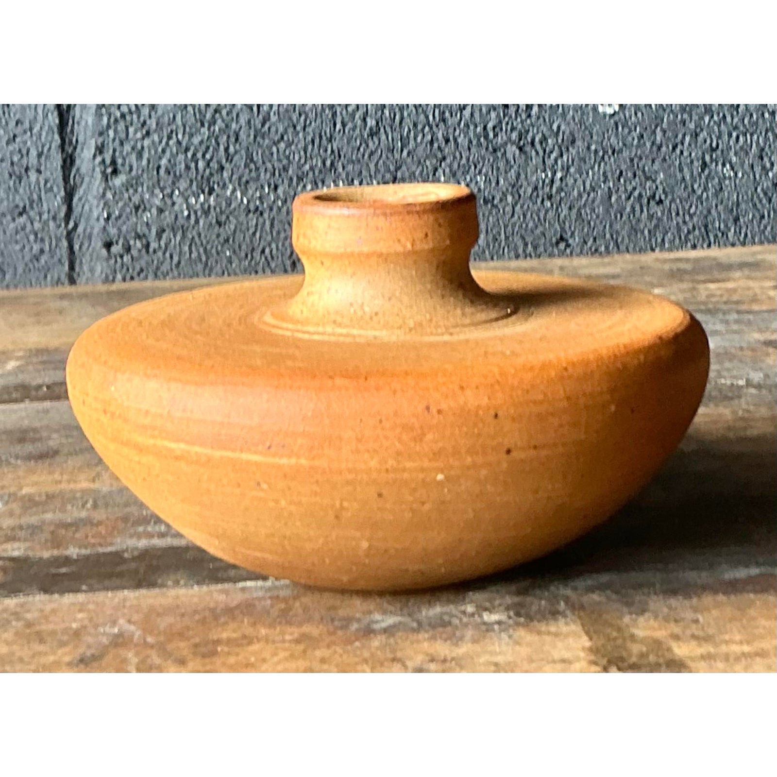 Vintage Boho Original Studio Pottery Vase - Top view