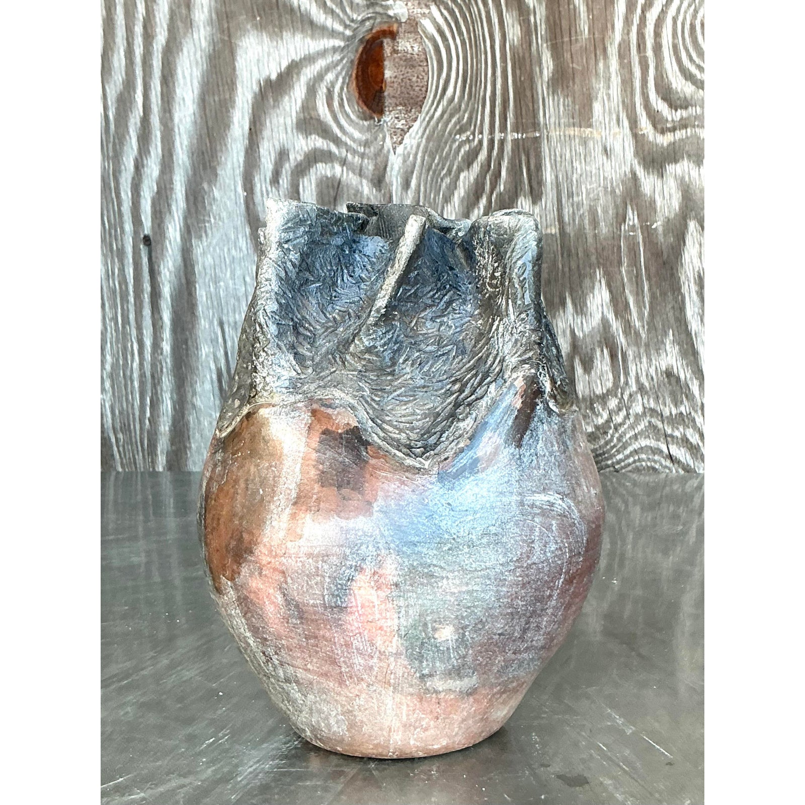 Vintage Boho Original Studio Pottery Vase - Top view