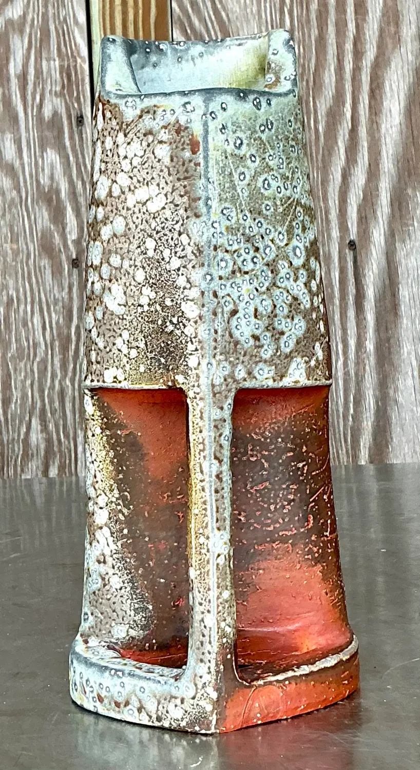 Vintage Boho Original Studio Pottery Vase - Side view