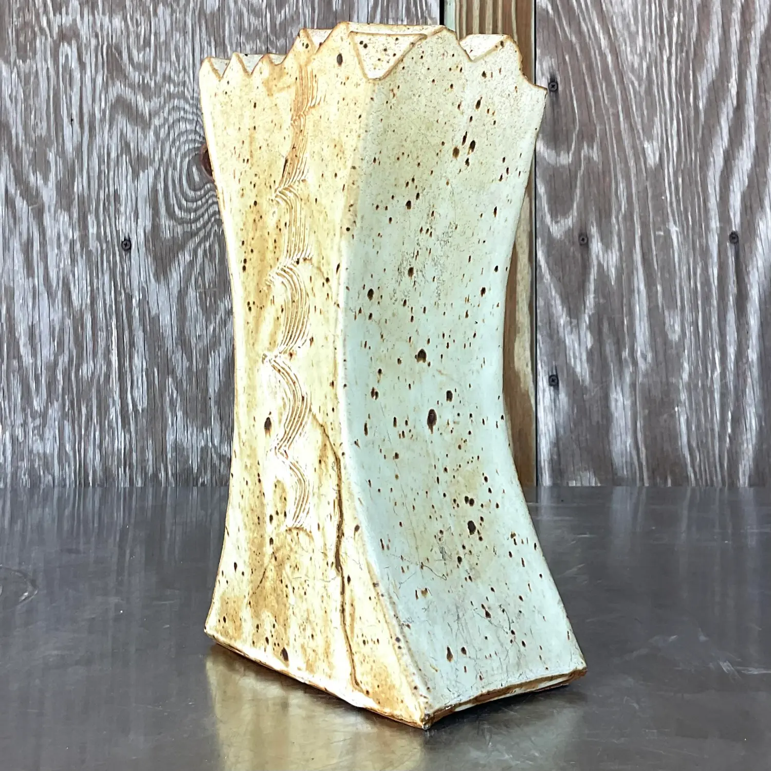Vintage Boho Original Studio Pottery Vase - Back view