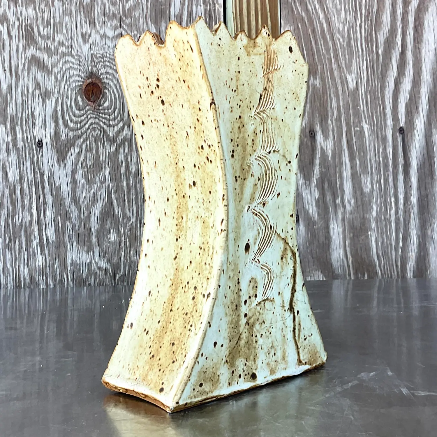 Vintage Boho Original Studio Pottery Vase - Top view
