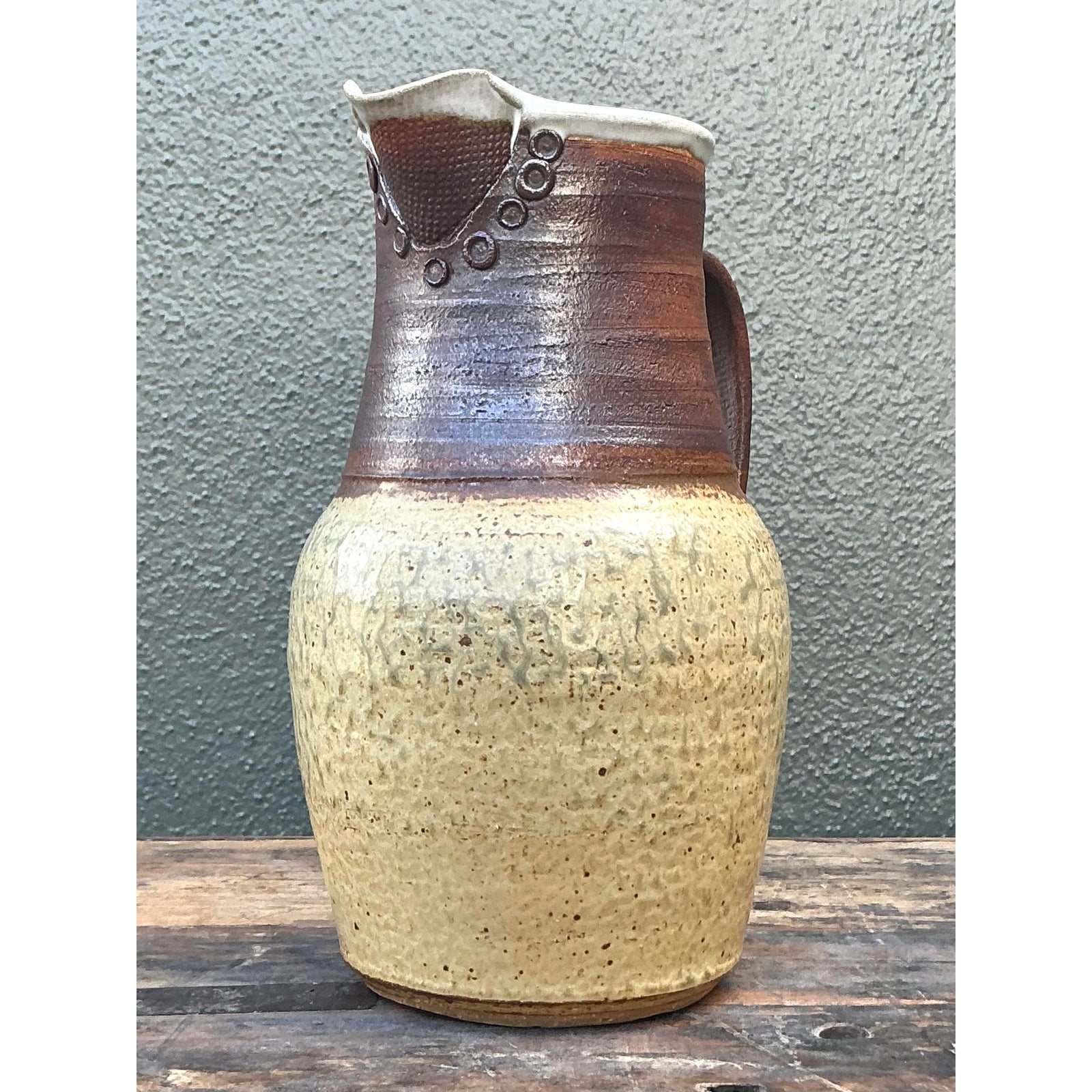 Vintage Boho Original Studio Pottery Vase - Top view