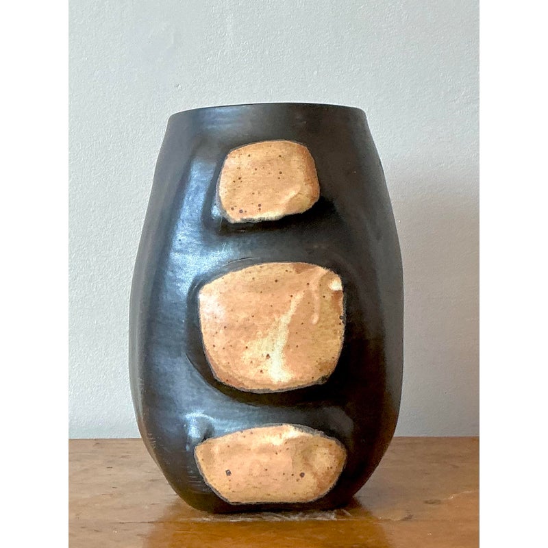 Vintage Boho Original Studio Pottery Vase - Back view