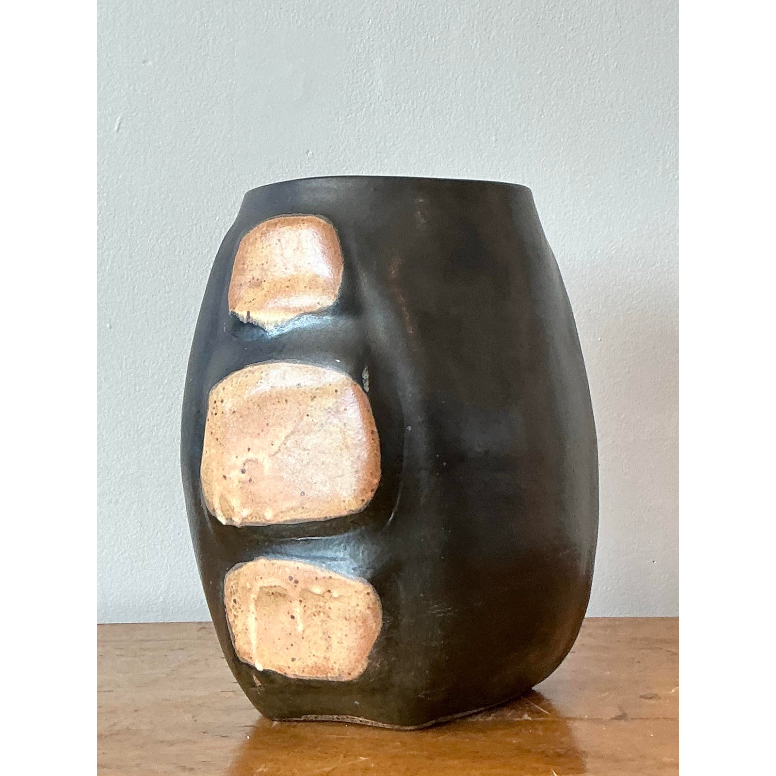 Vintage Boho Original Studio Pottery Vase - Side view