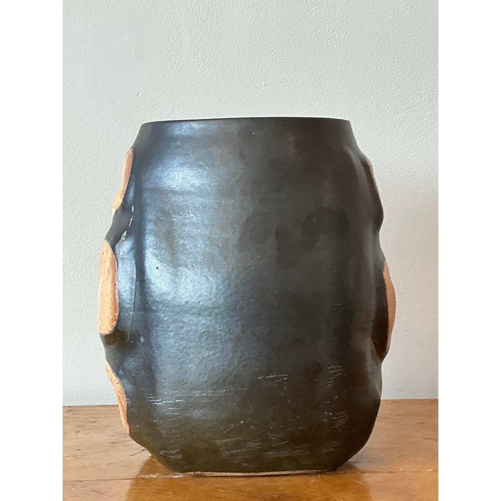 Vintage Boho Original Studio Pottery Vase - Top view