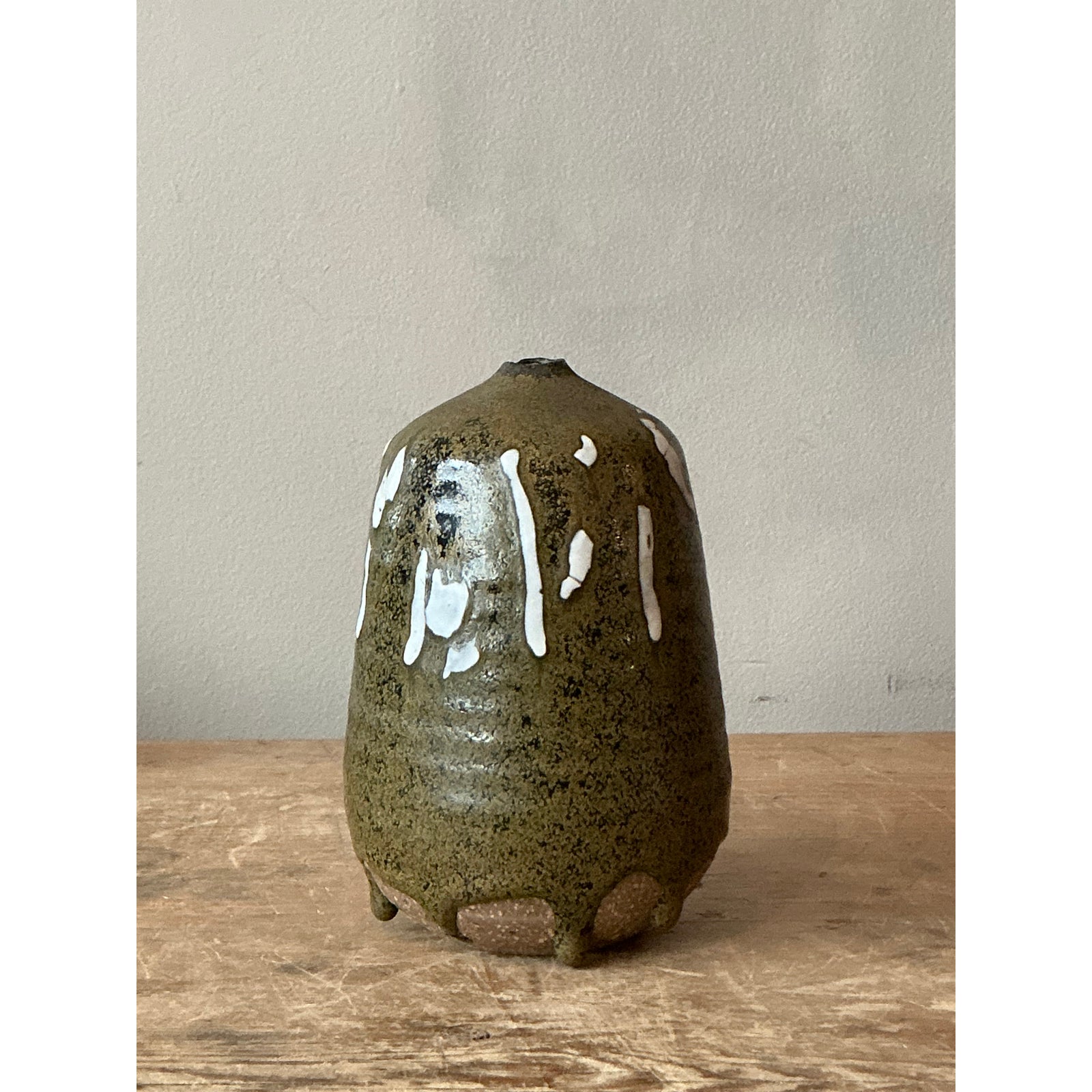 Vintage Boho Original Studio Pottery Weed Vase - Detail view