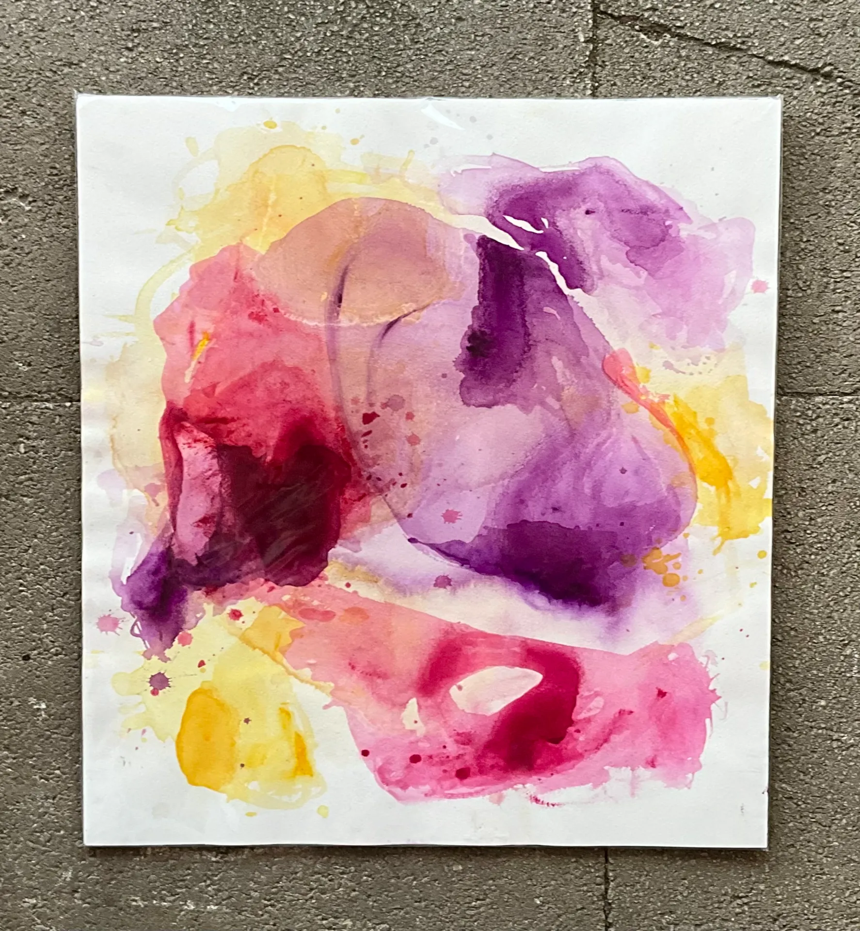  Vintage Boho Original Watercolor Abstract - Back view