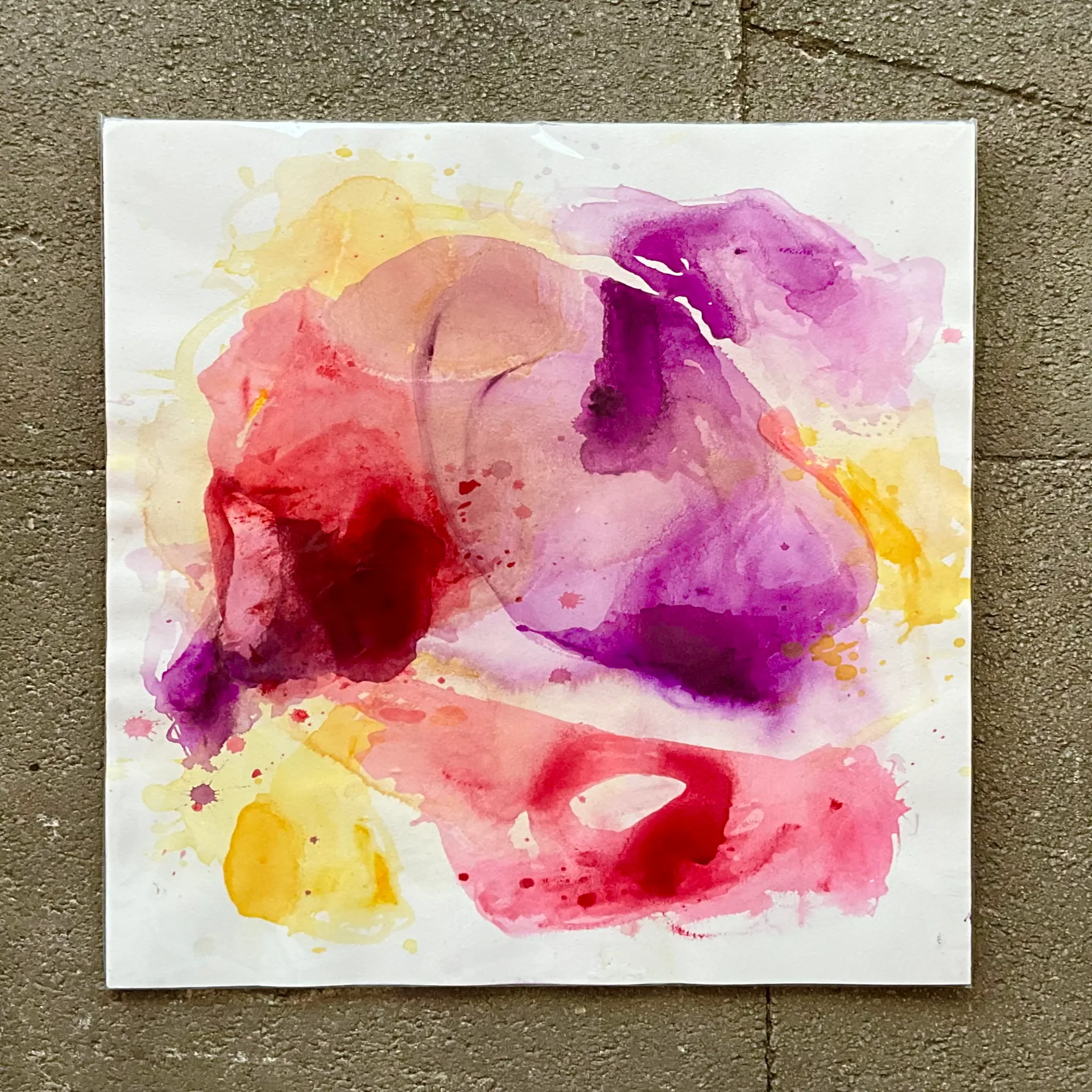  Vintage Boho Original Watercolor Abstract - Top view