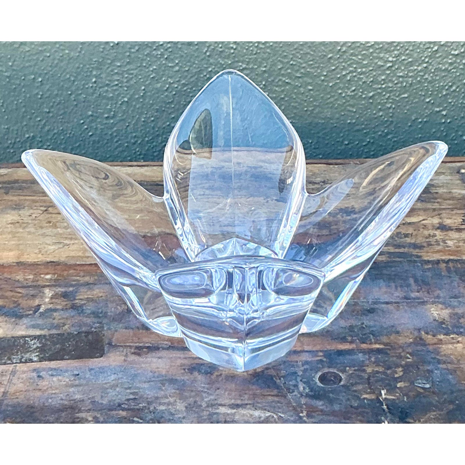 Vintage Boho Orrefors Glass Lotus Bowl - Top view