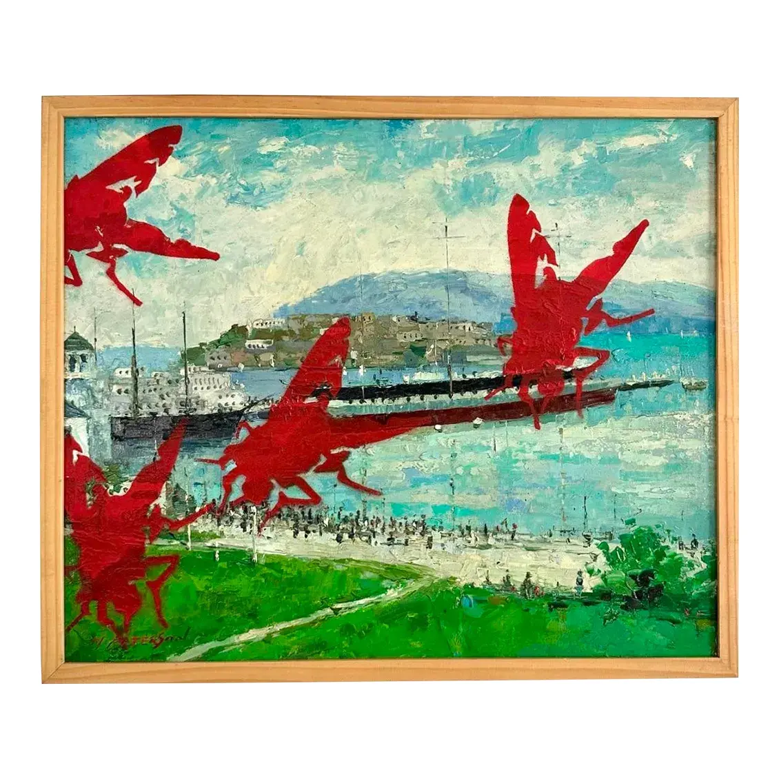 Vintage Boho Outsider Art Reclaimed Oil on Canvas