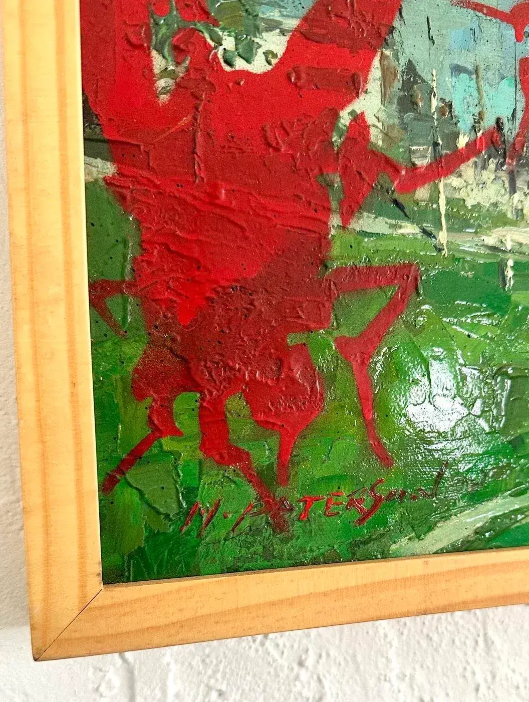 Vintage Boho Outsider Art Reclaimed Oil on Canvas - Back view