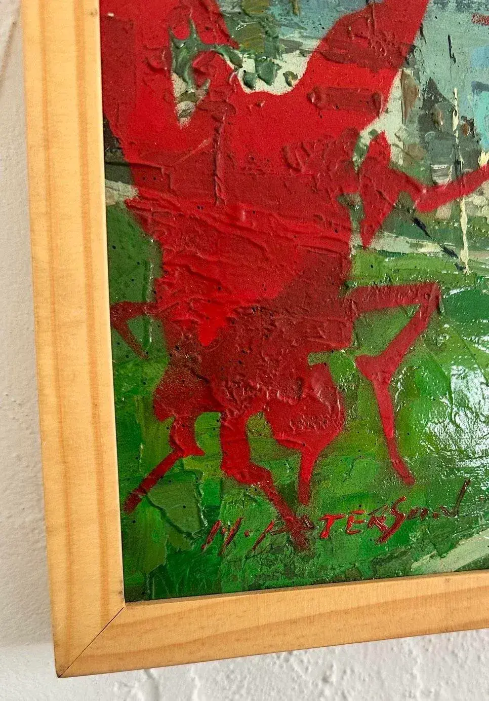 Vintage Boho Outsider Art Reclaimed Oil on Canvas - Top view
