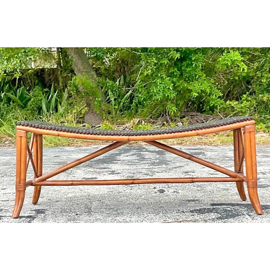 Vintage Boho Palecek Bamboo Bench - Top view