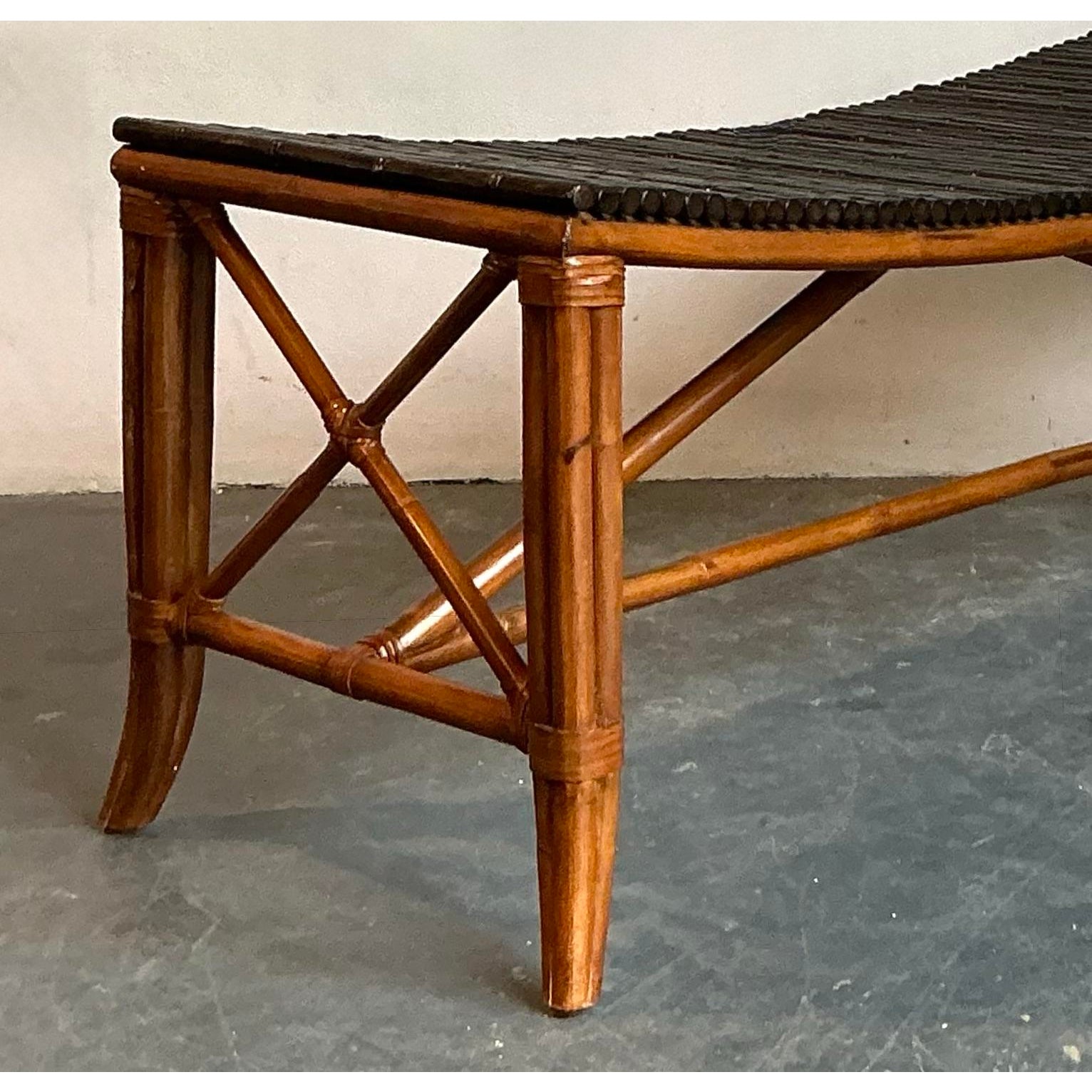 Vintage Boho Palecek Bamboo Bench - Back view