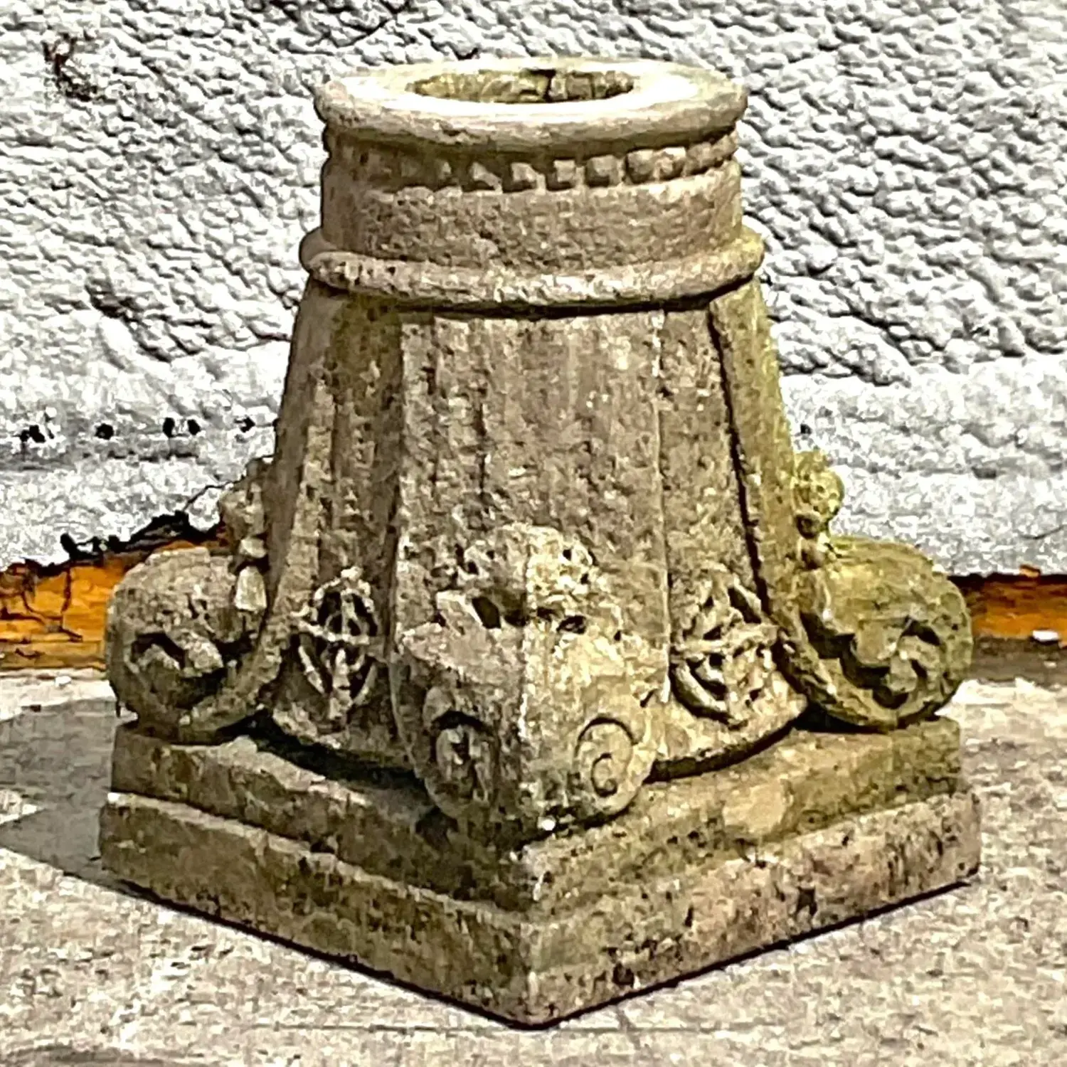 Vintage Boho Patinated Architectural Element Column - Side view