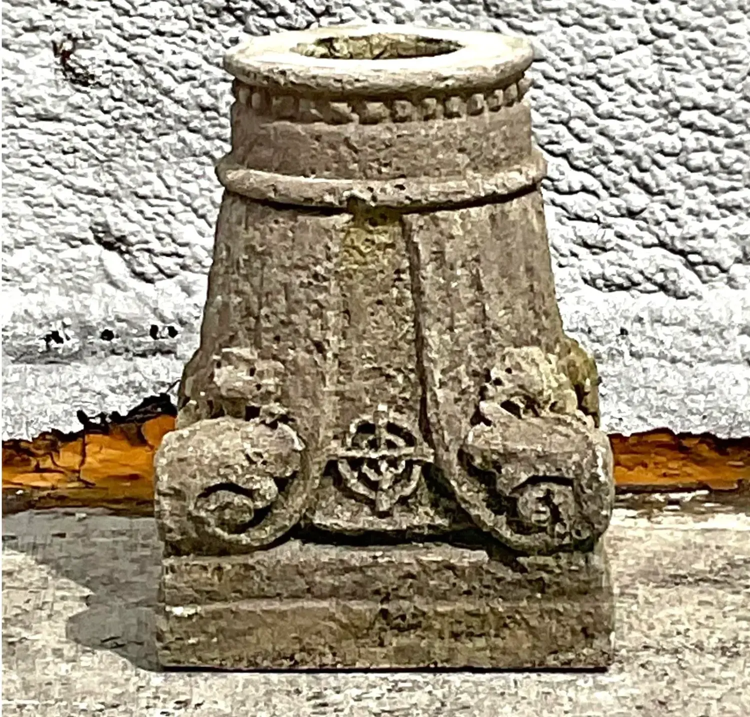 Vintage Boho Patinated Architectural Element Column - Top view