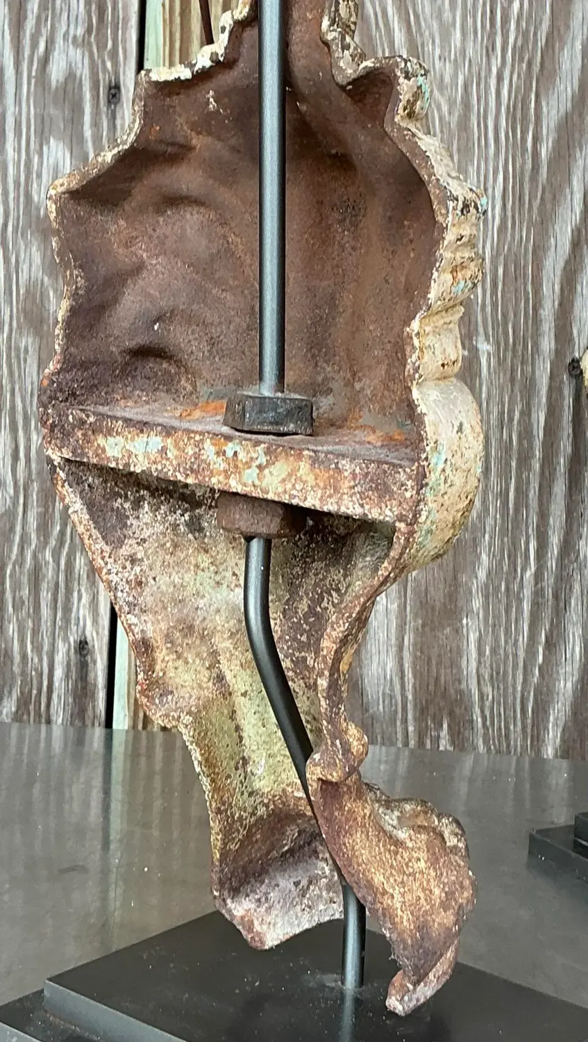 Vintage Boho Patinated Architectural Element Lamps - a Pair - Top view
