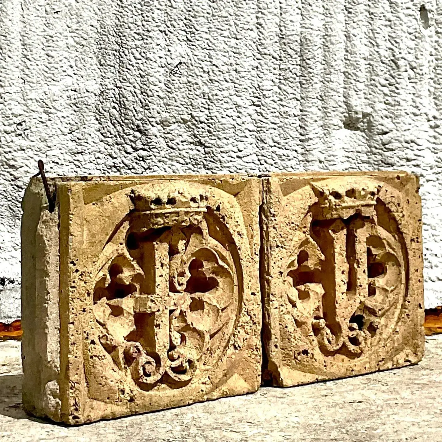 Vintage Boho Patinated Architectural Elements - Set of 2 - Detail view