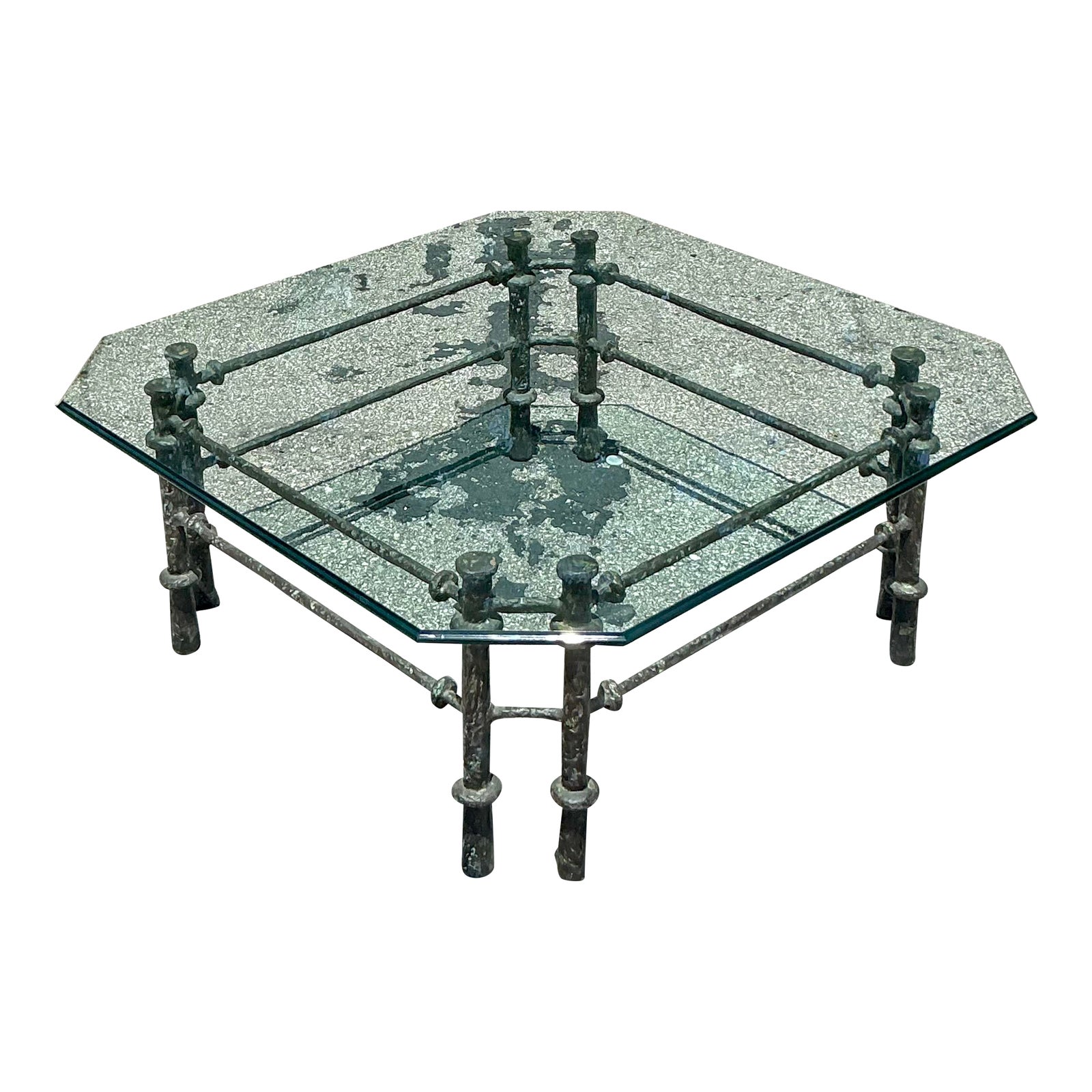 Vintage Boho Patinated Bronze Coffee Table After Giacometti - Detail view
