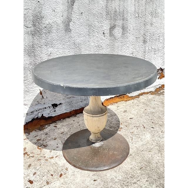 Vintage Boho Patinated Cafe Table - Side view