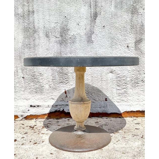 Vintage Boho Patinated Cafe Table - Back view