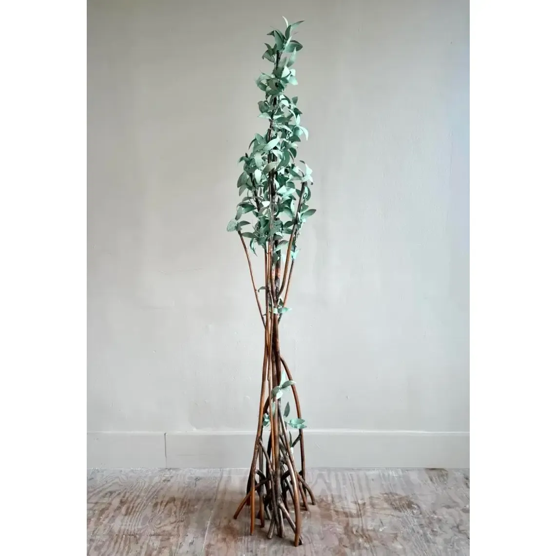 Vintage Boho Patinated Copper Tree Sculpture - Side view
