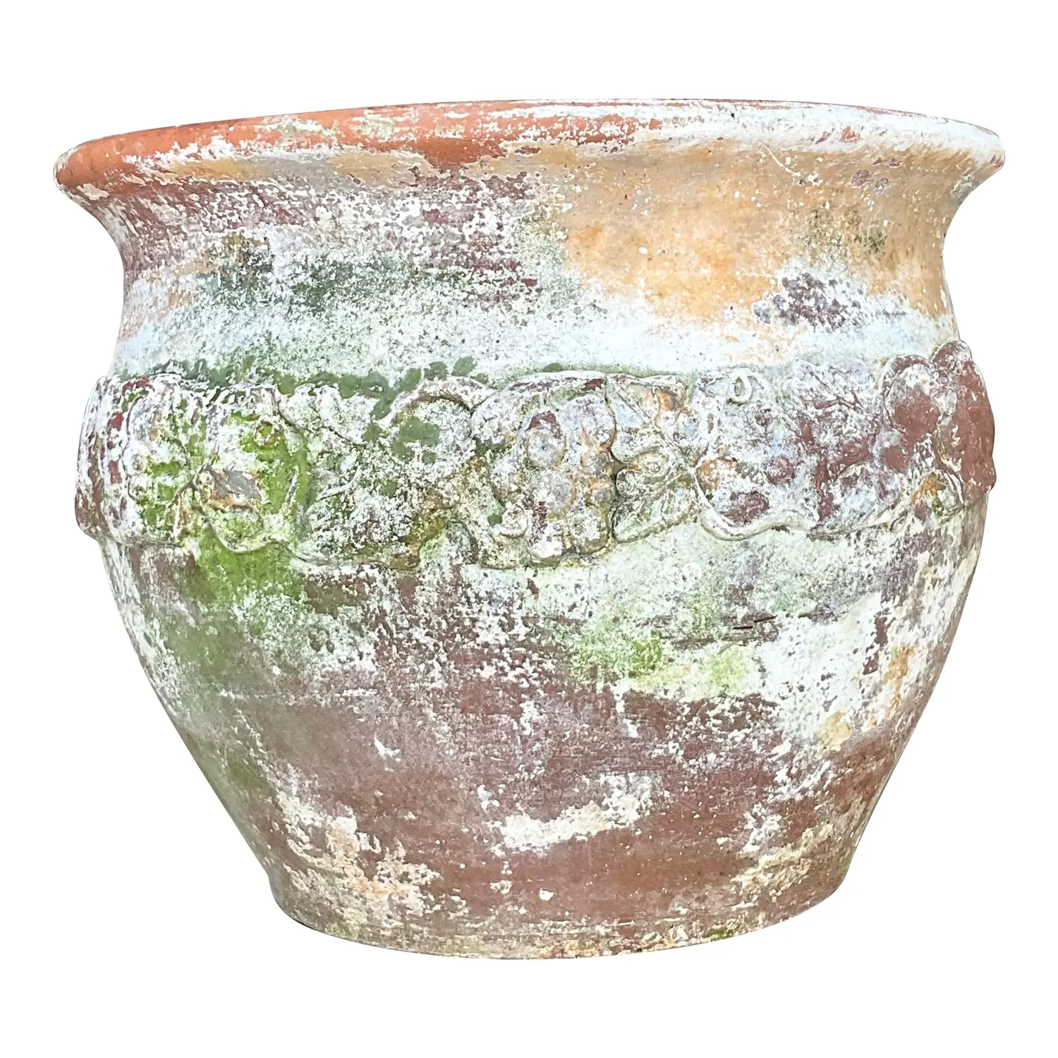 Vintage Boho Patinated Floral Band Terra Cotta Planter