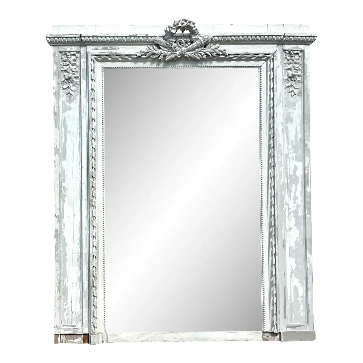 Vintage Boho Patinated Hand Carved Mirror
