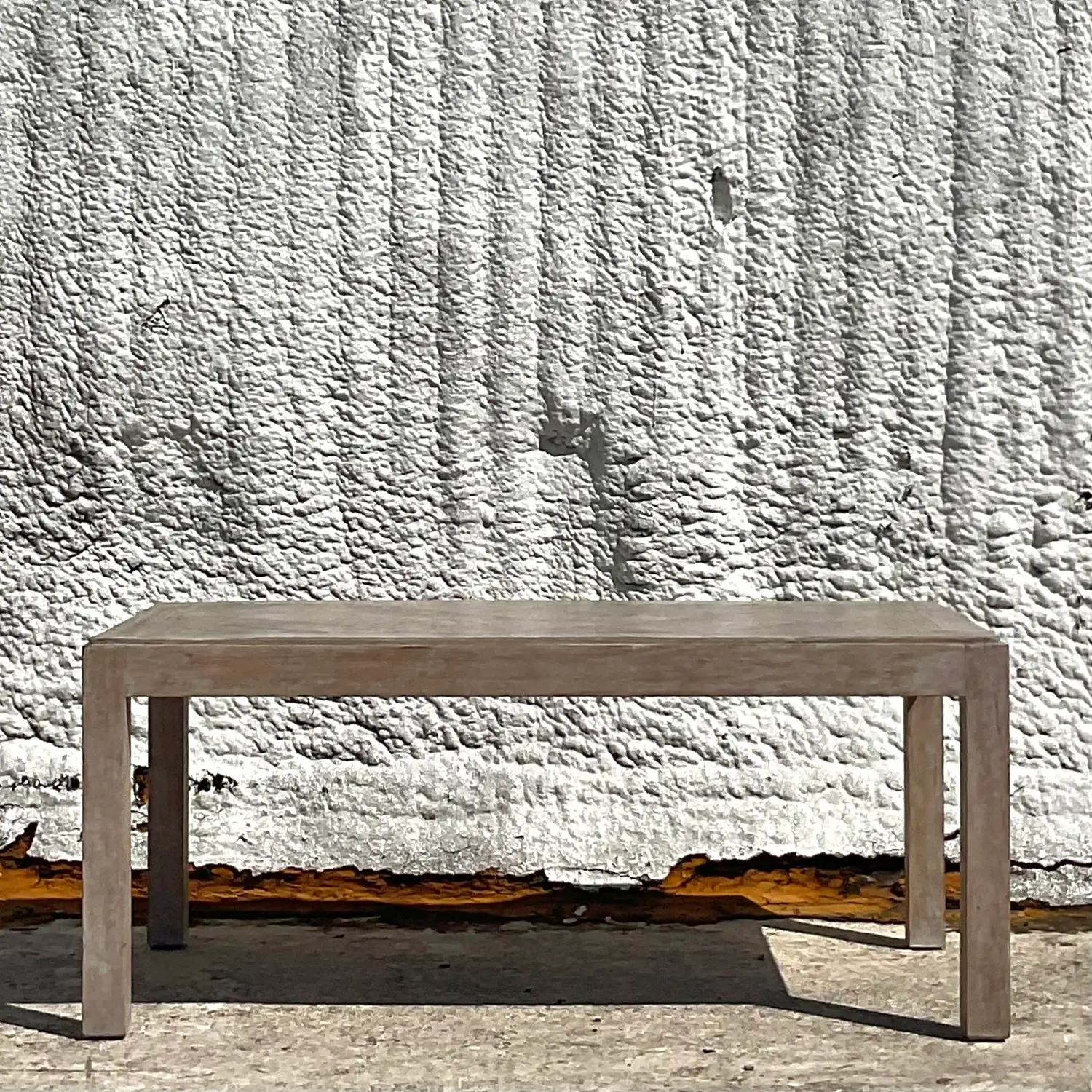 Vintage Boho Patinated Lattice Parsons Coffee Table - Detail view