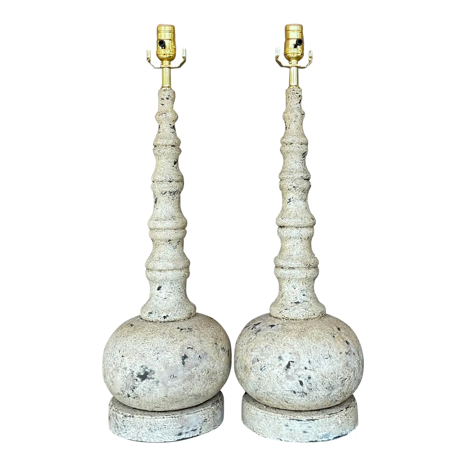 Vintage Boho Patinated Long Neck Lamps - a Pair