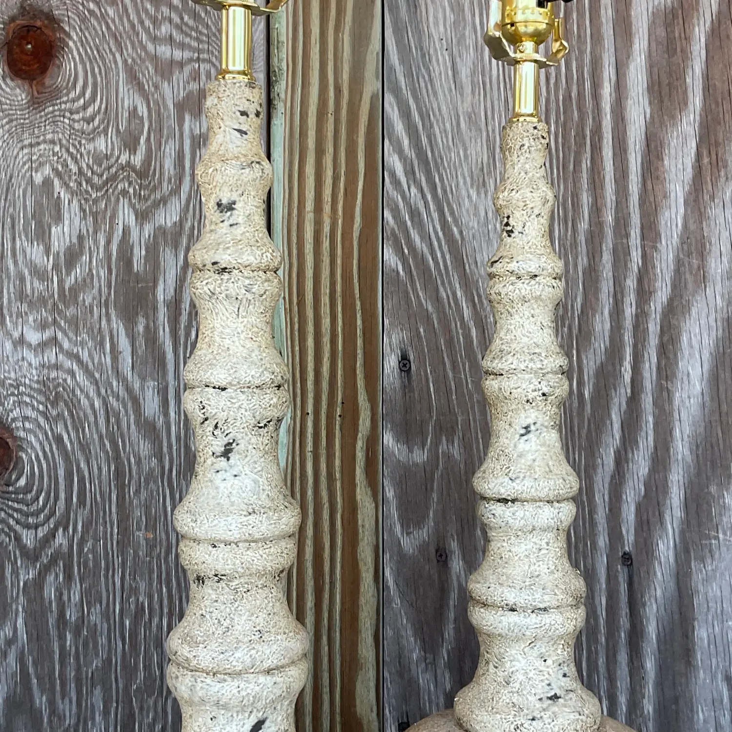 Vintage Boho Patinated Long Neck Lamps - a Pair - Back view