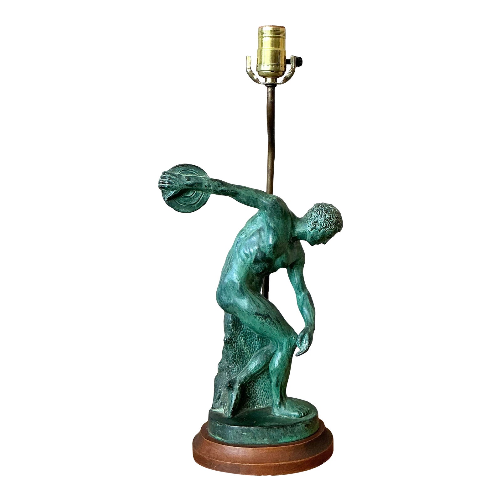  Vintage Boho Patinated Metal “Discobole of Myron” Lamp - Detail view
