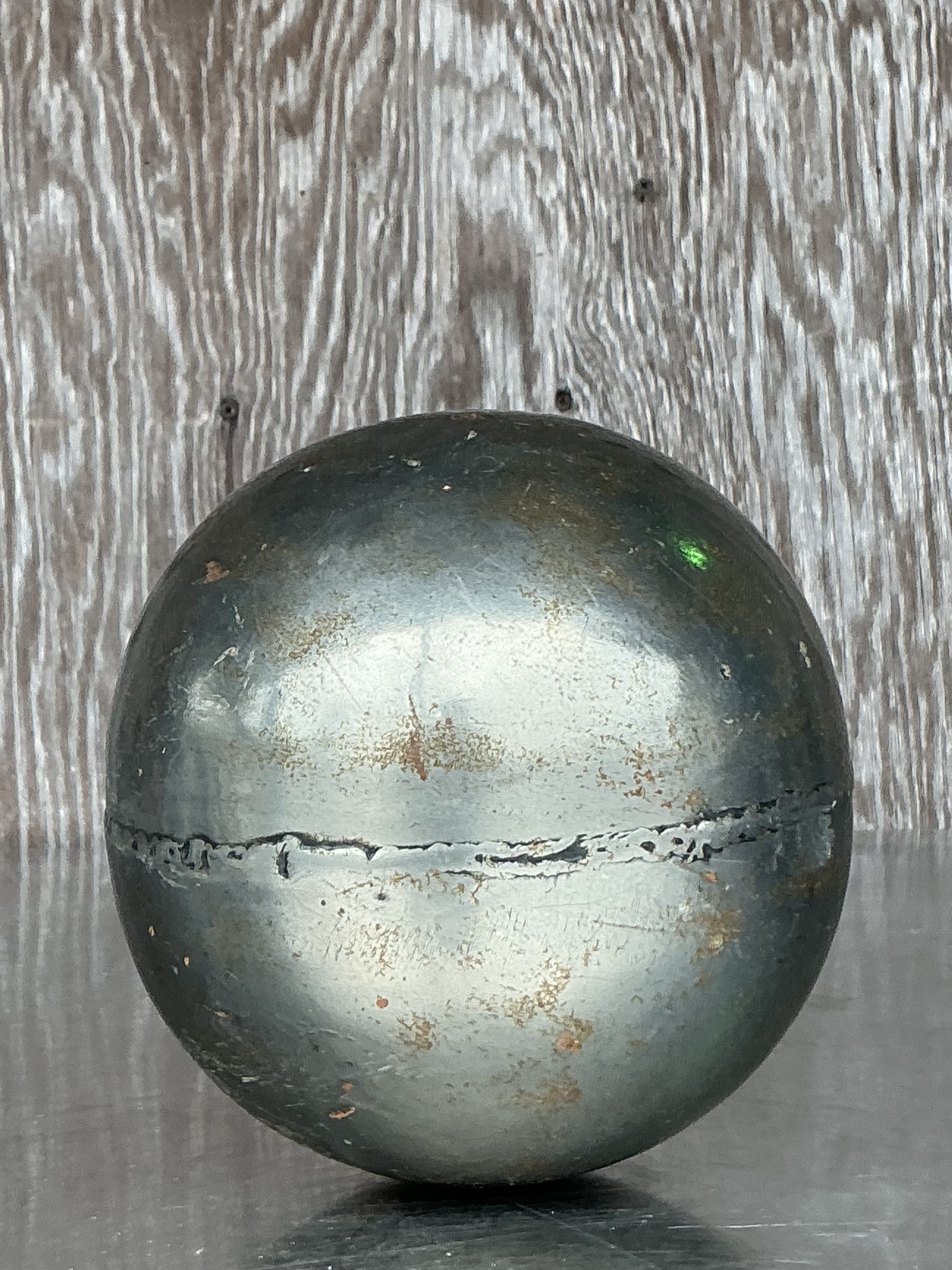 Vintage Boho Patinated Metal Sphere - Top view