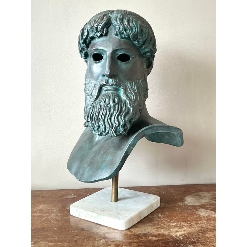 Vintage Boho Patinated Plaster Bust of Man - Top view