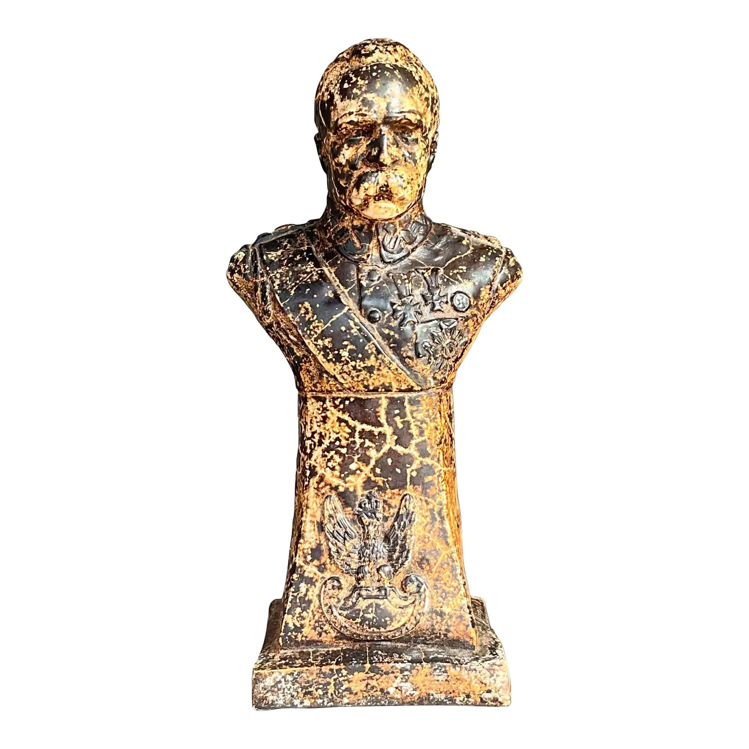 Vintage Boho Patinated Plaster Bust of Man