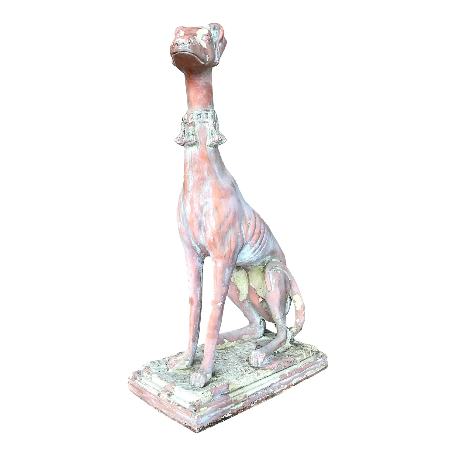 Vintage Boho Patinated Resin Greyhound Statue