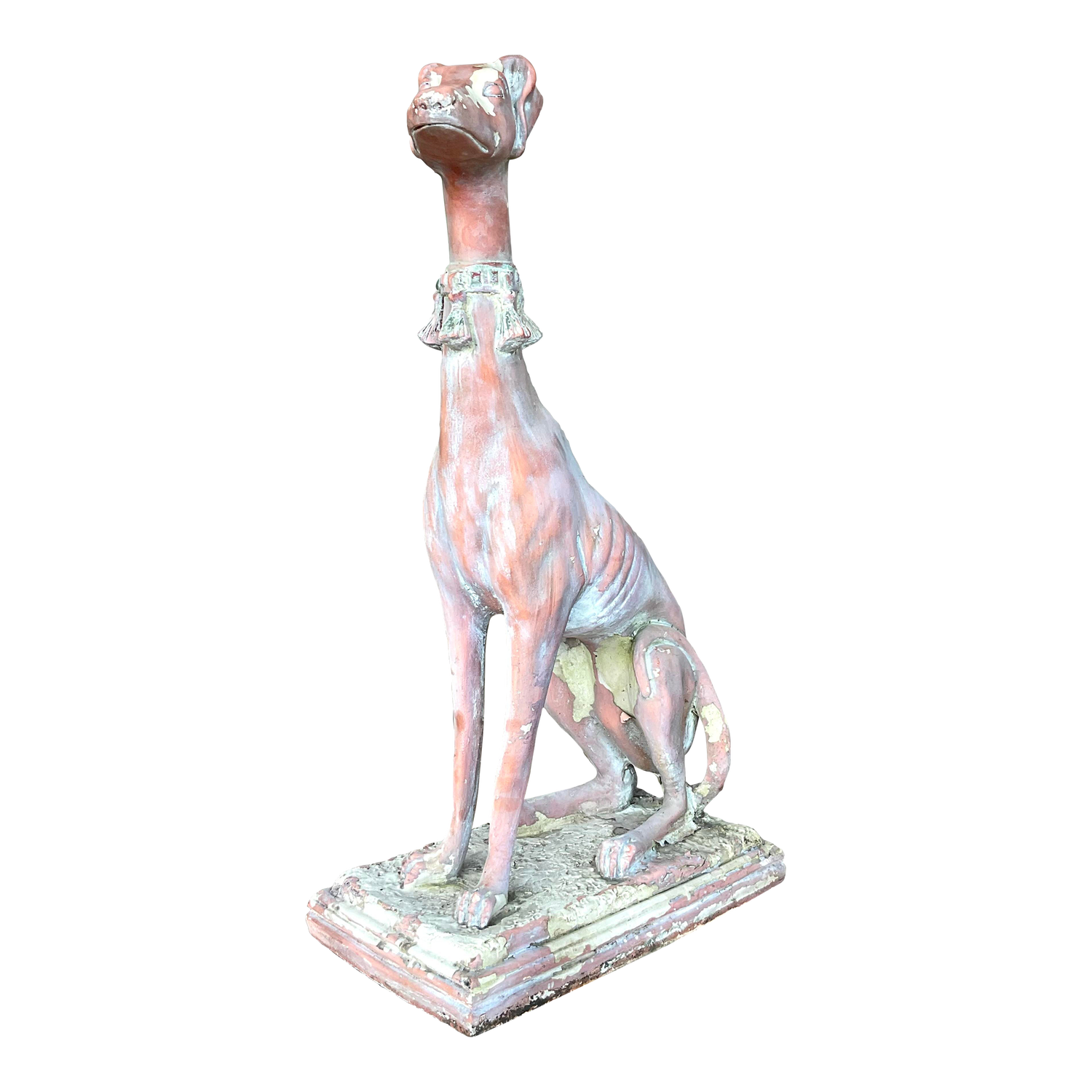 Vintage Boho Patinated Resin Greyhound Statue - Detail view