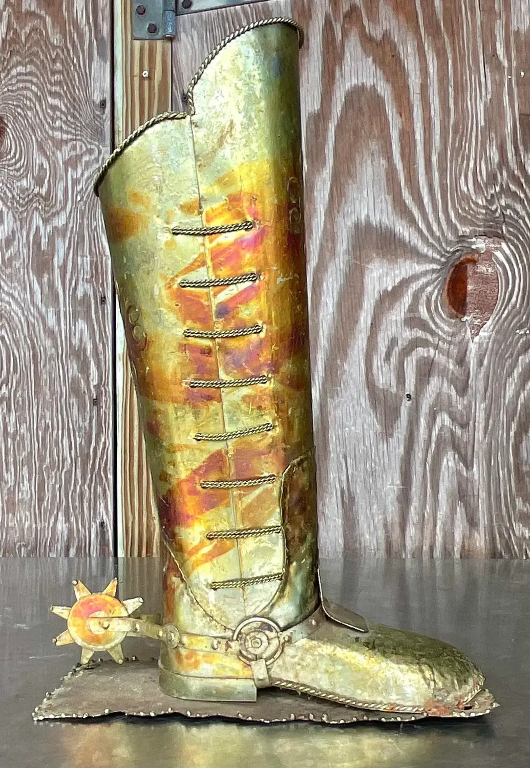 Vintage Boho Patinated Spur Boot - Side view