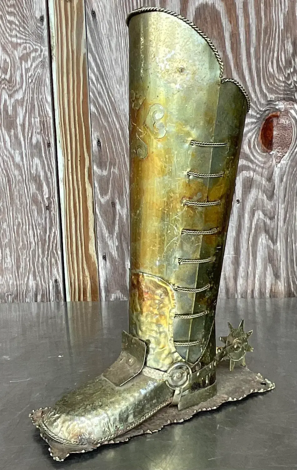 Vintage Boho Patinated Spur Boot - Back view